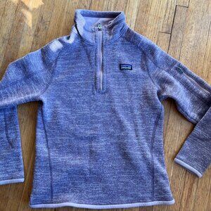 Patagonia Girls Heathered Lavender/Purple Fleece Half-Zip Pullover – Size M (10)